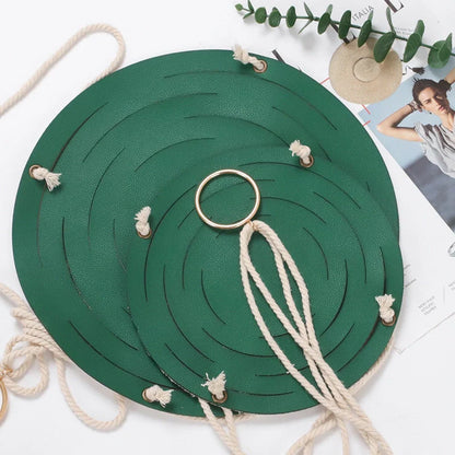 Handwoven cotton rope and PU leather wall hanging planter for small plants