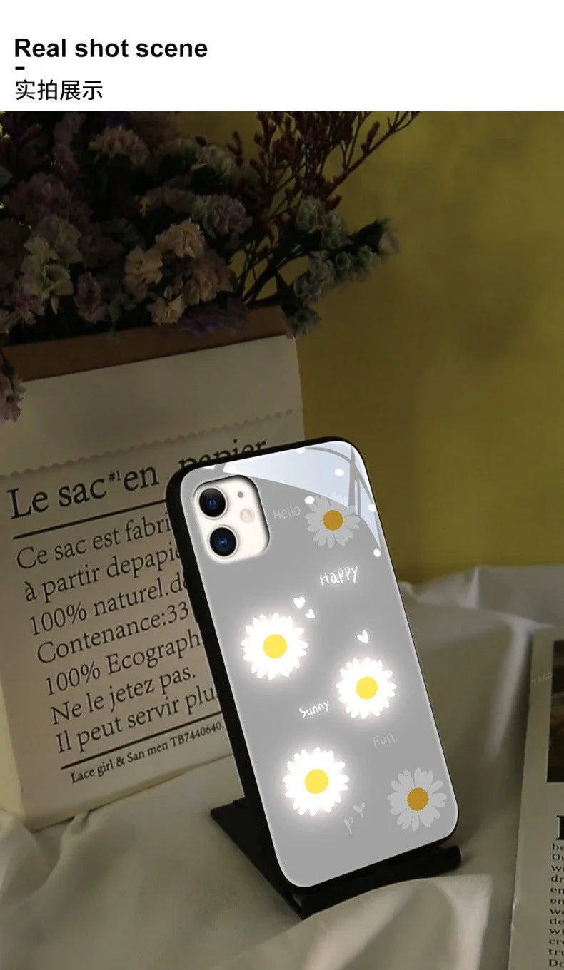 Tempered glass back cover with mood lighting for latest iPhone models