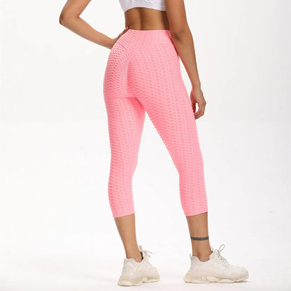 Women's high-waisted yoga pants with butt lifting design in various colours