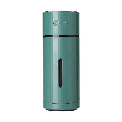 Compact USB-powered humidifier with adjustable mist, night light, and dual spray modes for desks and cars
