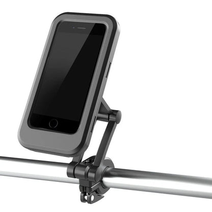 Waterproof mobile phone stand for bicycles and motorcycles with adjustable angle and secure magnet hold
