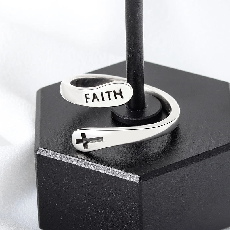 Women's Copper Faith Ring with Thai silver finish, elegant and durable design