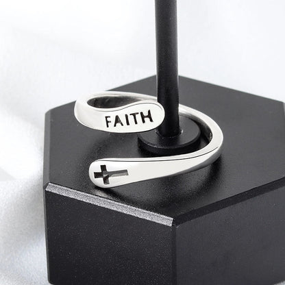 Women's Copper Faith Ring with Thai silver finish, elegant and durable design