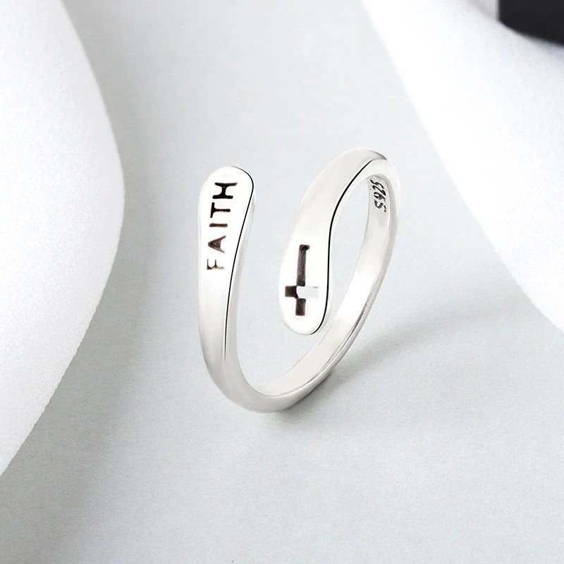 Women's Copper Faith Ring with Thai silver finish, elegant and durable design