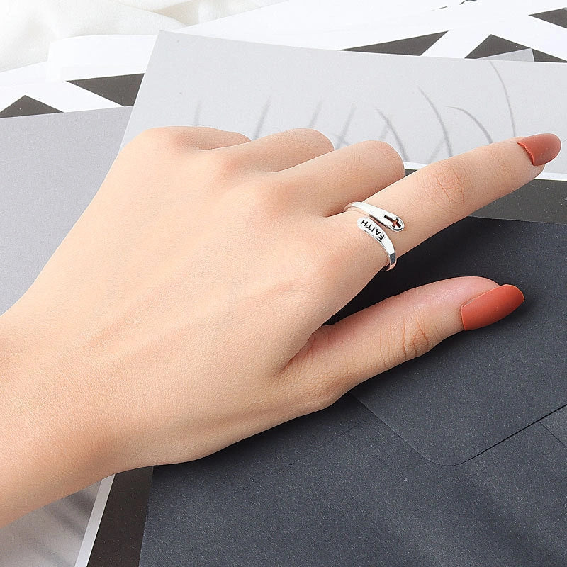 Women's Copper Faith Ring with Thai silver finish, elegant and durable design