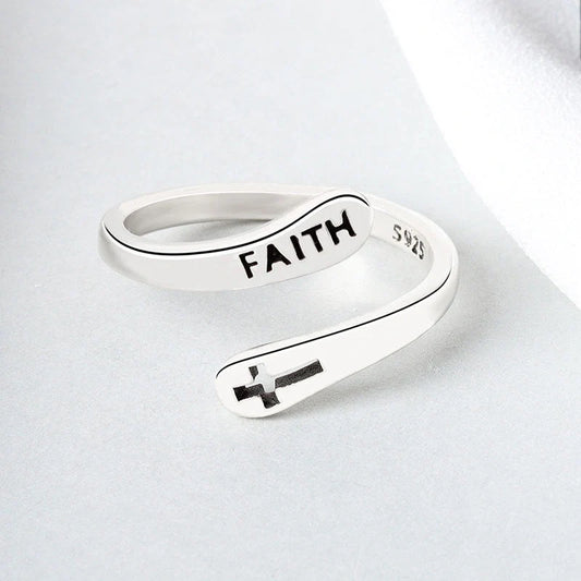 Women's Copper Faith Ring with Thai silver finish, elegant and durable design