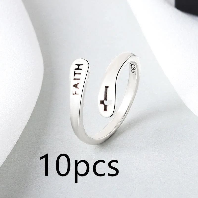 Women's Copper Faith Ring with Thai silver finish, elegant and durable design