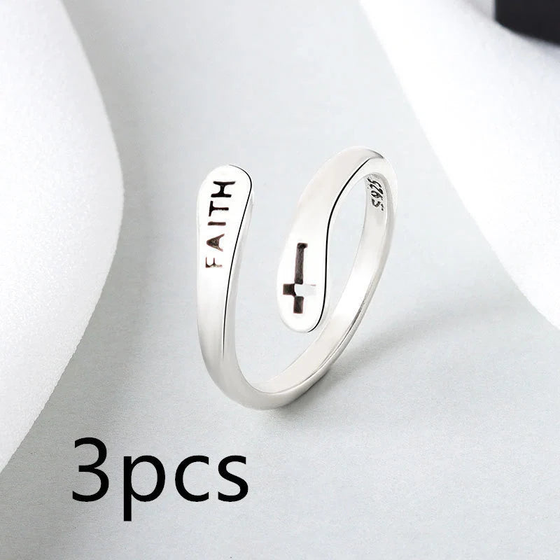Women's Copper Faith Ring with Thai silver finish, elegant and durable design