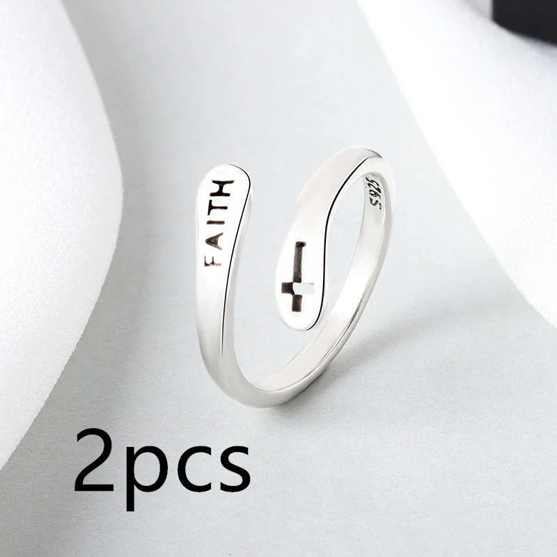 Women's Copper Faith Ring with Thai silver finish, elegant and durable design