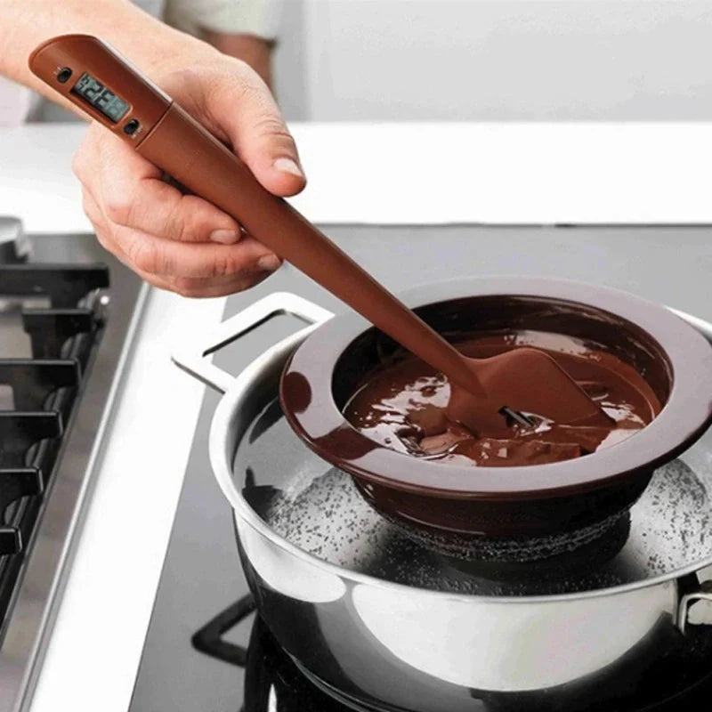 Digital Cooking Thermometer with Silicone Scraper Spatula for accurate temperature monitoring