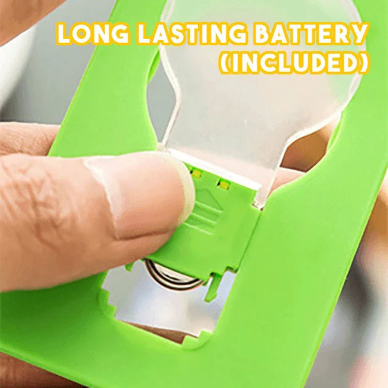 Compact, foldable LED card light with sleek, credit card-sized design and powerful illumination capabilities