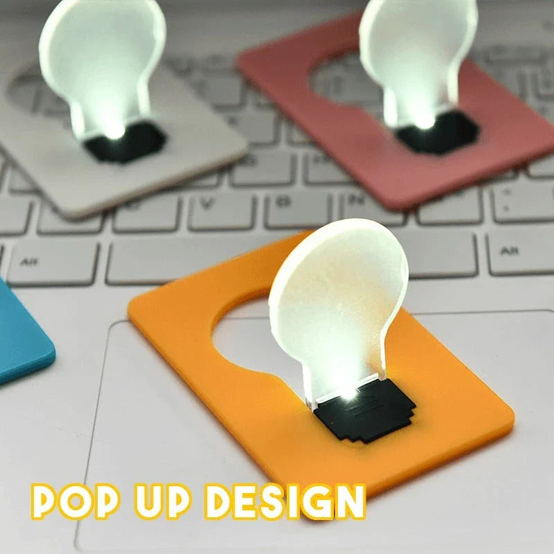 Compact, foldable LED card light with sleek, credit card-sized design and powerful illumination capabilities
