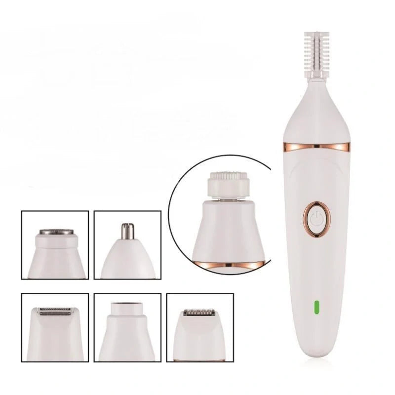 7-in-1 USB rechargeable electric eyebrow trimmer with LED light and multiple heads