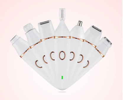 7-in-1 USB rechargeable electric eyebrow trimmer with LED light and multiple heads