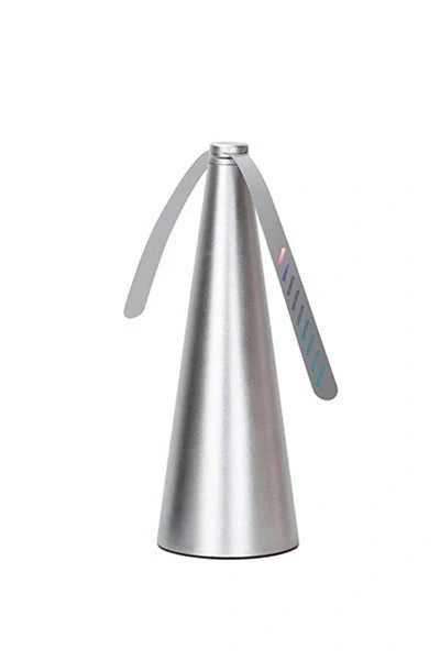 Compact outdoor mosquito repellent fan with safety blades in silver, black, gold, and white options