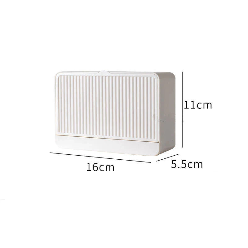 Stylish bathroom soap dispenser with wall-mounted storage box and drainage design