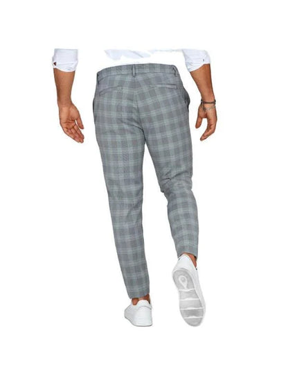 Men's stylish plaid casual trousers with a relaxed, loose fit and breathable fabric