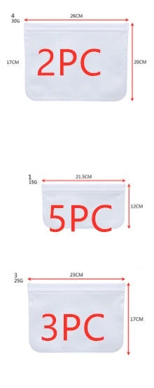 Reusable fresh keeping food storage bags made of durable PEVA material with silica gel and silicone for long-lasting food freshness