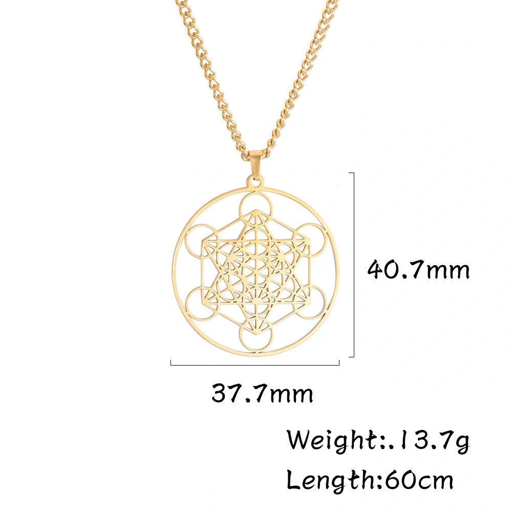 Moon Goddess Necklace with hollow pendant and adjustable stainless steel chain