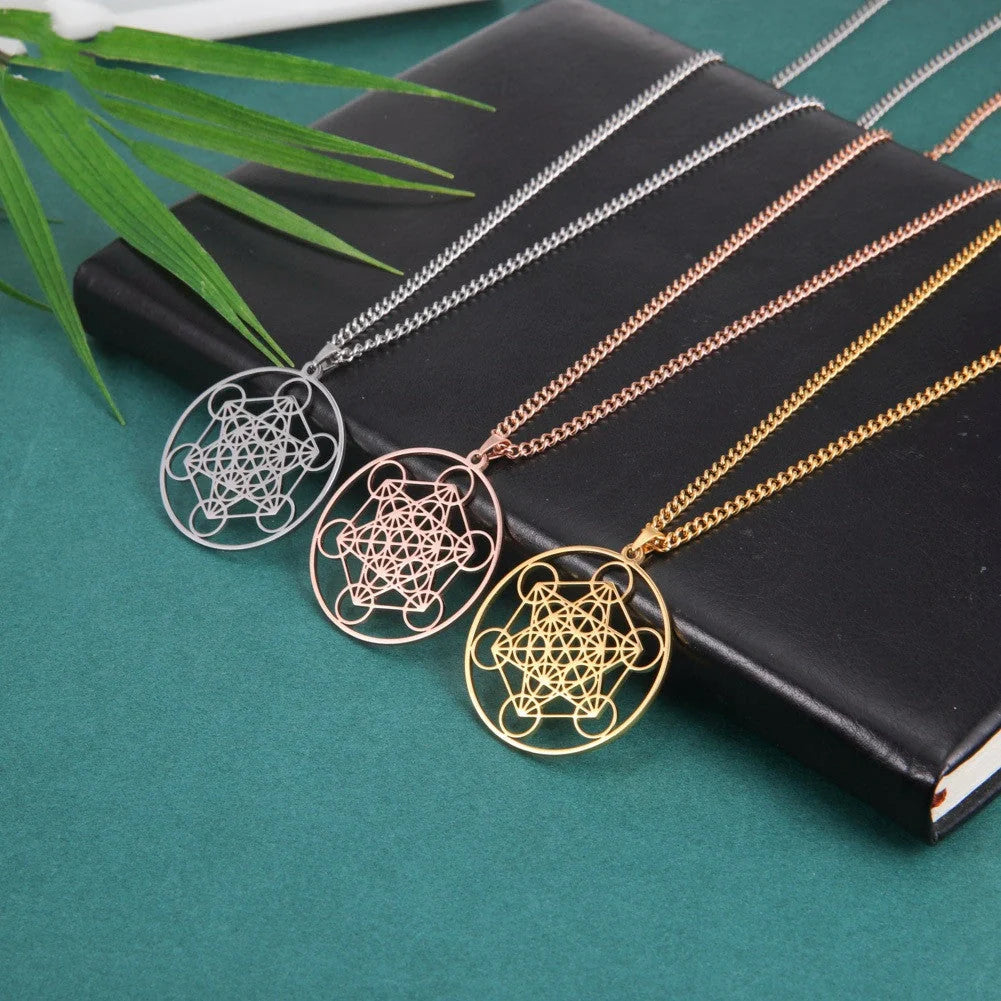 Moon Goddess Necklace with hollow pendant and adjustable stainless steel chain