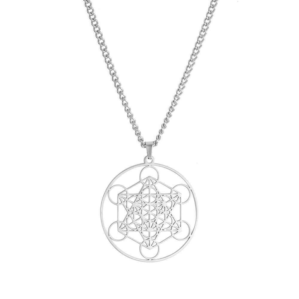 Moon Goddess Necklace with hollow pendant and adjustable stainless steel chain