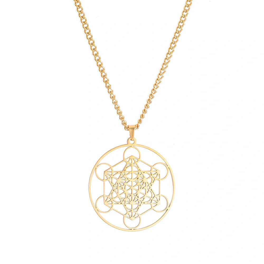 Moon Goddess Necklace with hollow pendant and adjustable stainless steel chain