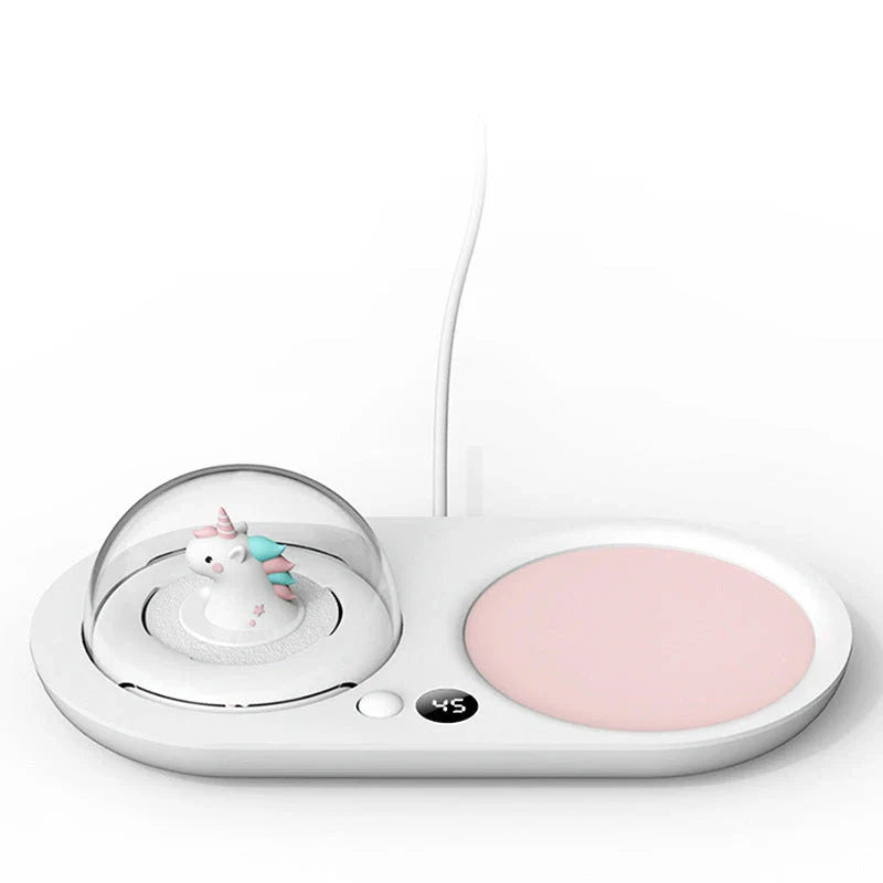Cosy Hot Cup Warmer with PTC heating technology, temperature control, aroma diffuser, and night light features