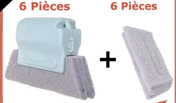 Creative Window Groove Cleaning Gap Brush Slot Cleaner in beige, light grey, and blue