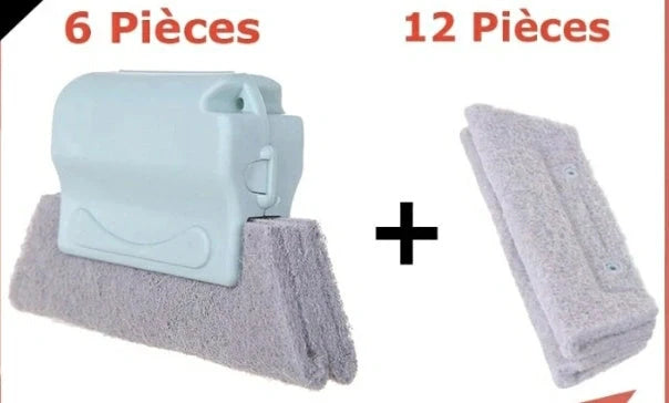 Creative Window Groove Cleaning Gap Brush Slot Cleaner in beige, light grey, and blue