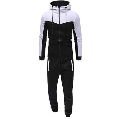 Men's hooded colour block casual cardigan set in various colours and sizes