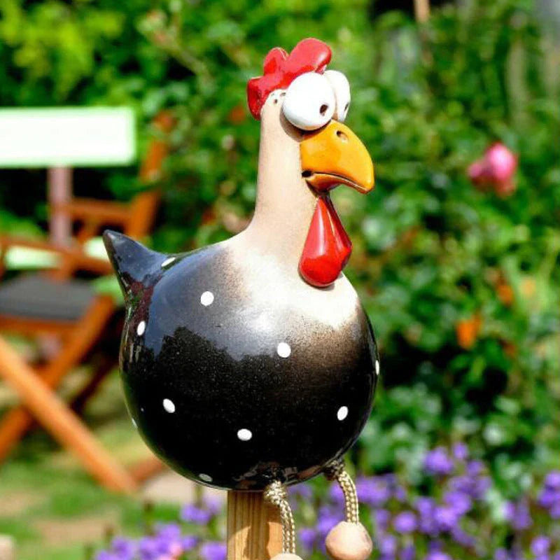 Charming resin chicken ornaments in various colours and set sizes, perfect for adding whimsical British-inspired decor to gardens and outdoor spaces.
