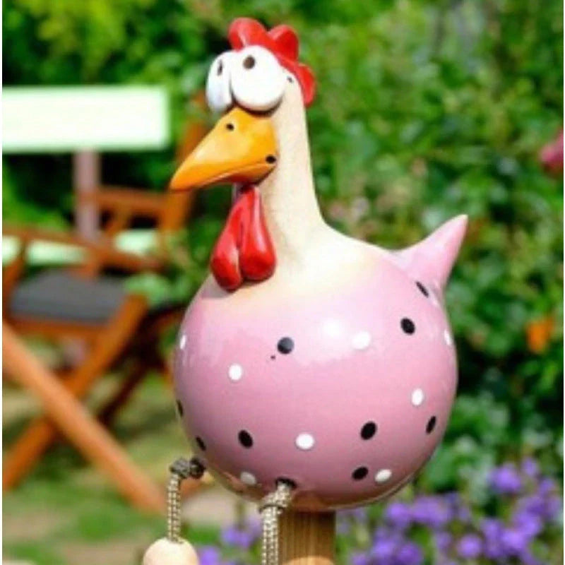 Charming resin chicken ornaments in various colours and set sizes, perfect for adding whimsical British-inspired decor to gardens and outdoor spaces.