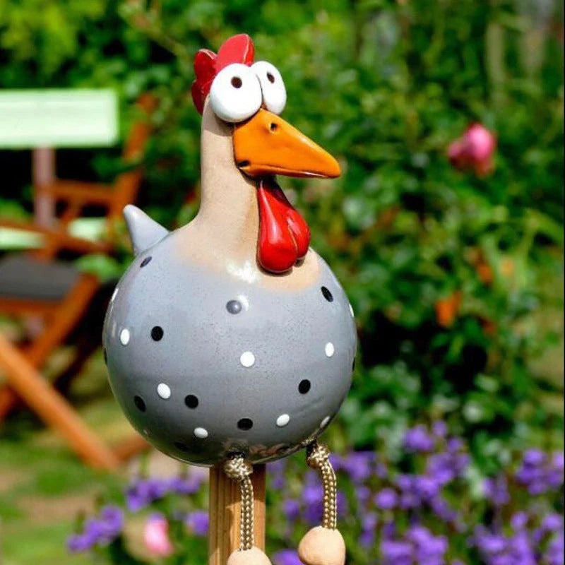 Charming resin chicken ornaments in various colours and set sizes, perfect for adding whimsical British-inspired decor to gardens and outdoor spaces.