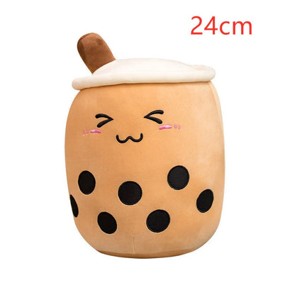 Strawberry Milk Tea Plush Boba Toy Pillow in various colours and sizes