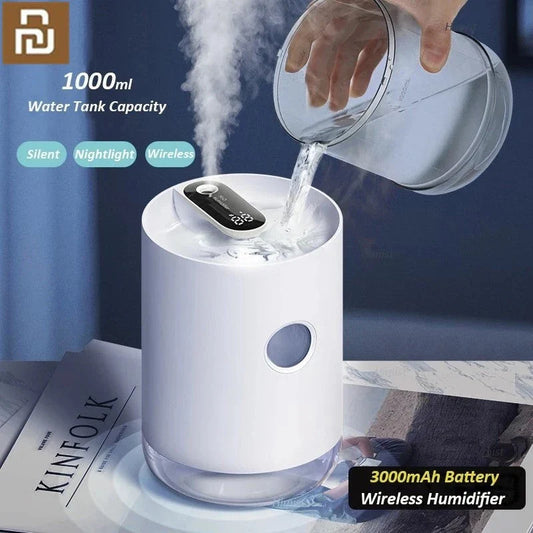 Portable Wireless Ultrasonic Humidifier with LED Night Light - Compact, Powerful, and Versatile Home Humidifier