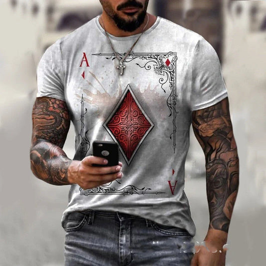 Men's Playing Card Print T-Shirt in various colors and sizes