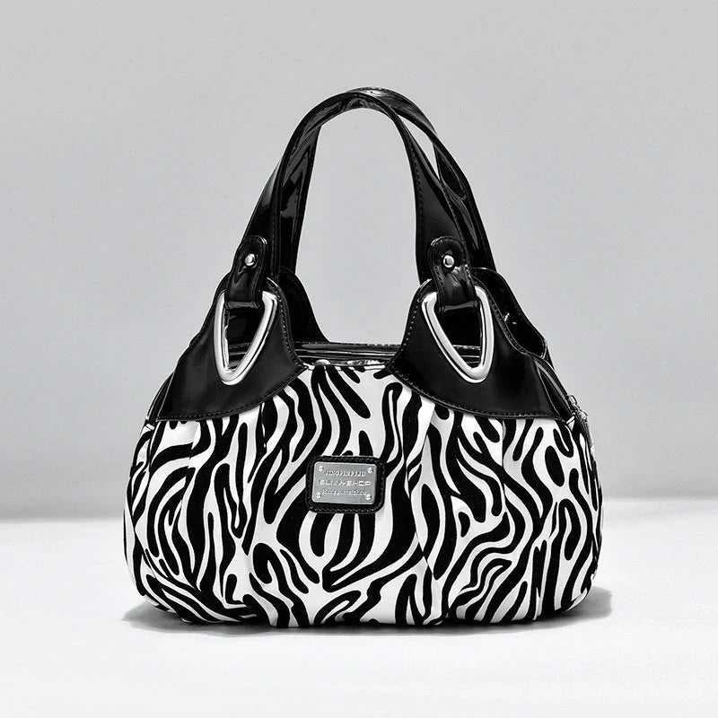 Women's multicolour PU leather dumpling handbag with floral design and multiple pockets
