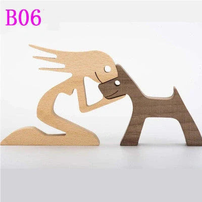 Nordic style wooden desktop ornament with animal design and polished finish
