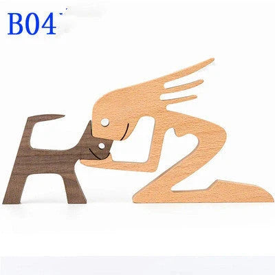 Nordic style wooden desktop ornament with animal design and polished finish