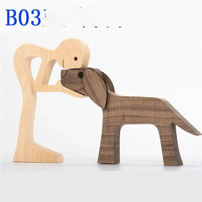 Nordic style wooden desktop ornament with animal design and polished finish
