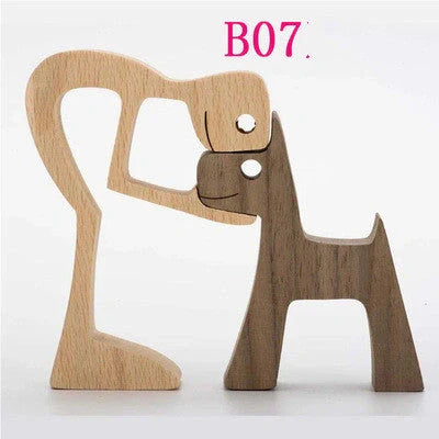 Nordic style wooden desktop ornament with animal design and polished finish
