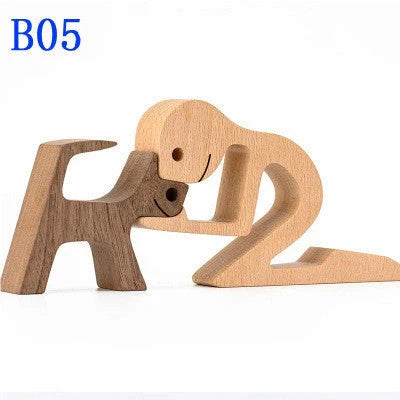 Nordic style wooden desktop ornament with animal design and polished finish