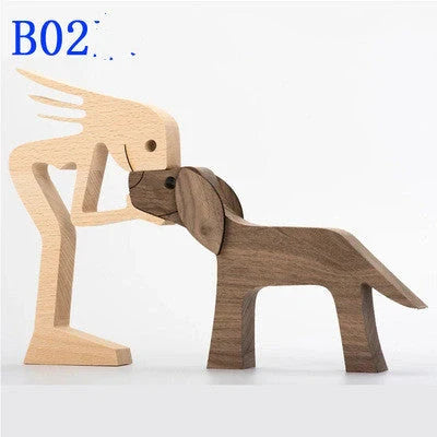 Nordic style wooden desktop ornament with animal design and polished finish