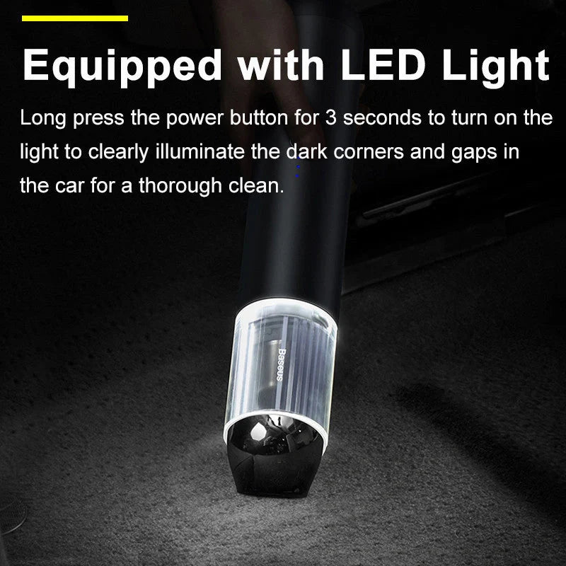 High-power wireless charging car vacuum cleaner in silver and black