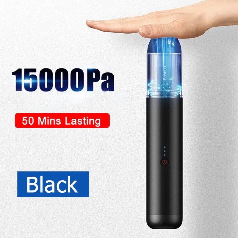High-power wireless charging car vacuum cleaner in silver and black
