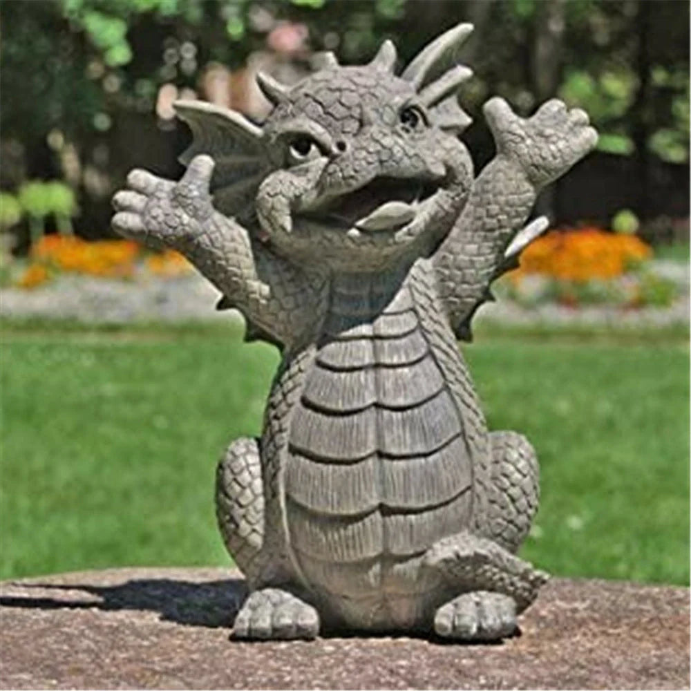 Small Dinosaur Meditation Ornament for garden decoration, made of durable resin