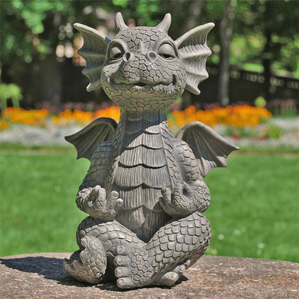 Small Dinosaur Meditation Ornament for garden decoration, made of durable resin