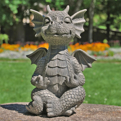 Small Dinosaur Meditation Ornament for garden decoration, made of durable resin