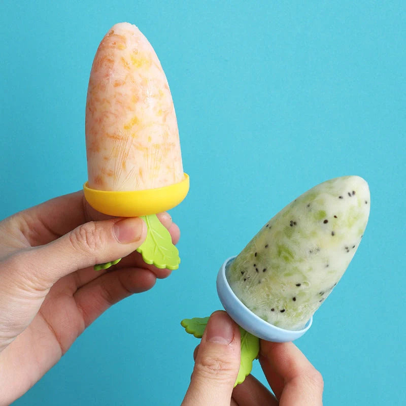 Carrot-shaped silicone ice cream mold for homemade desserts in various colors