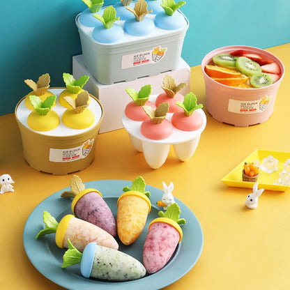 Carrot-shaped silicone ice cream mold for homemade desserts in various colors